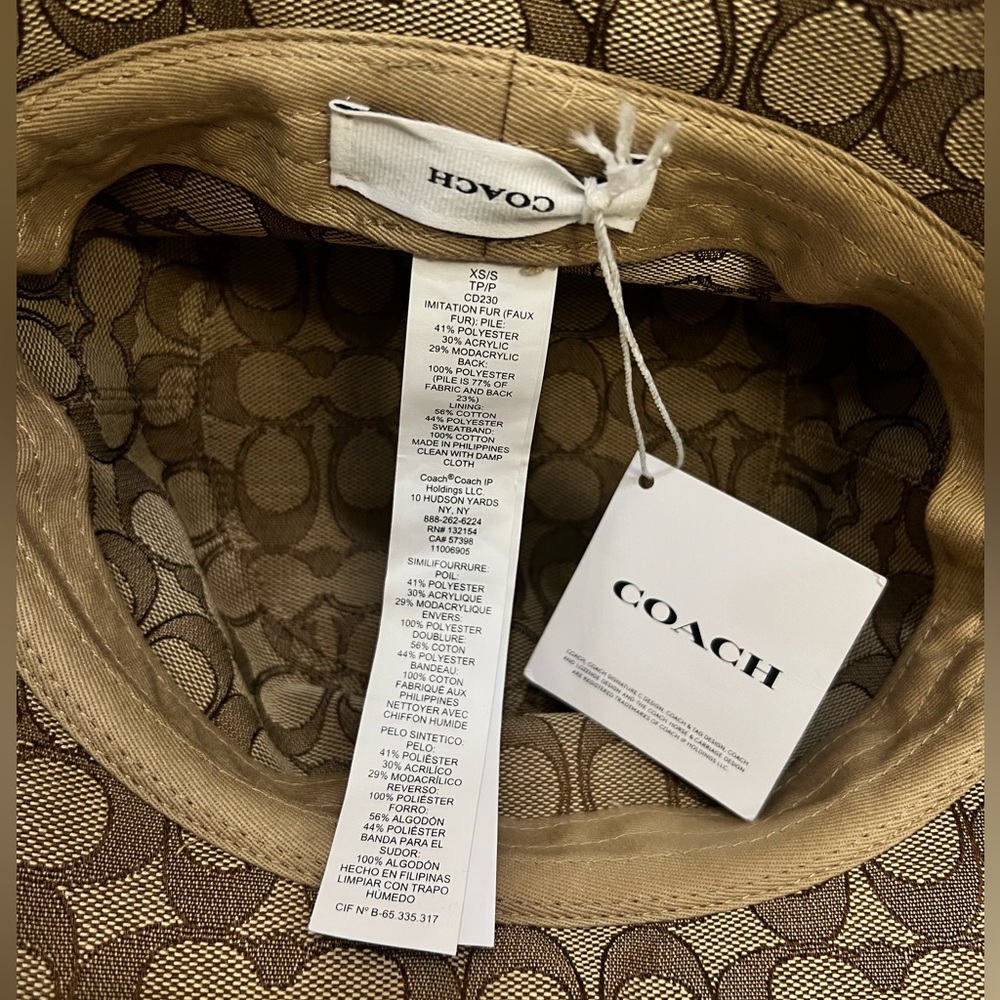 Coach Tan Faux Fur Bucket Hat - Picture 8 of 8